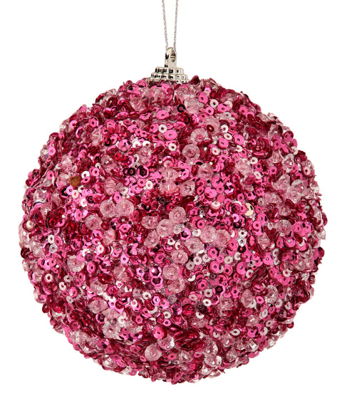 4" Ice Sequin Ball Ornament - Pink