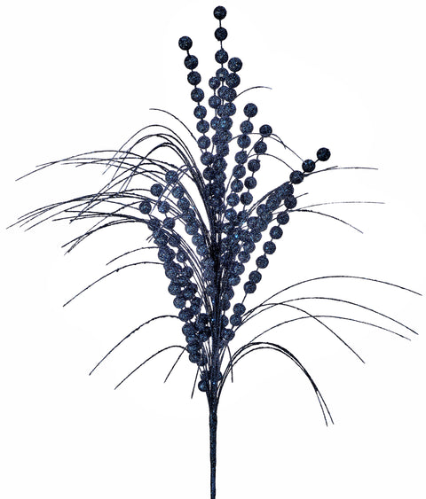 27" Glitter Sequin Berry Grass Spray - Midnight Blue