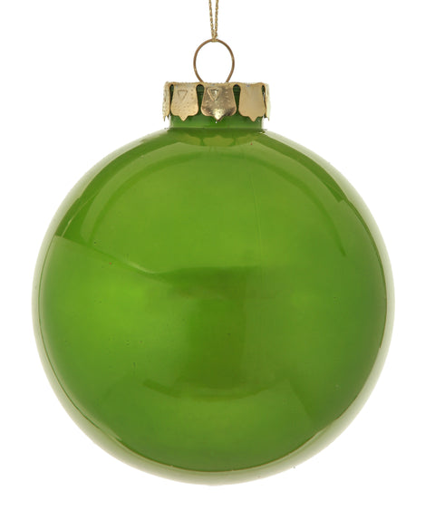 4” Glass Look Plastic Ball Ornament - Apple Green
