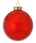 4” Glass Look Plastic Ball Ornament - Red