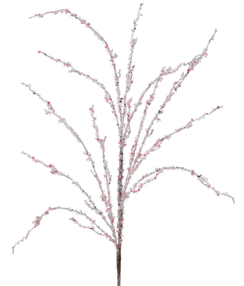 37" Sequin Glitter Ice Twig Spray - Red & White