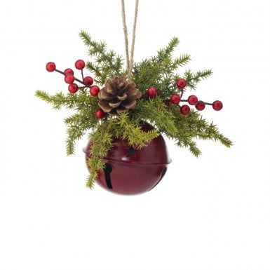 7" METAL BELL W/ SPRUCE & BERRY ORNAMENT