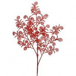 28" Glitter Peacock Leaf Spray - Red