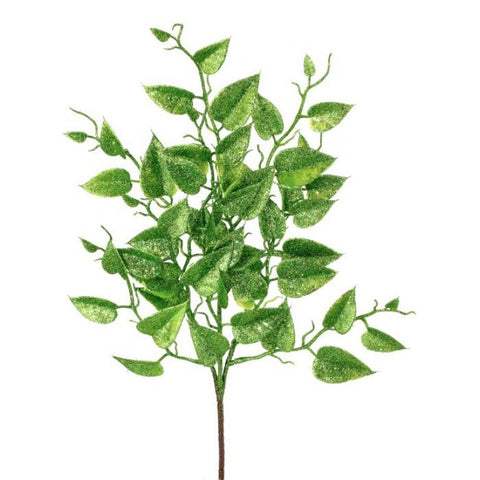 18" Glittered Plastic Pothos Spray - Green