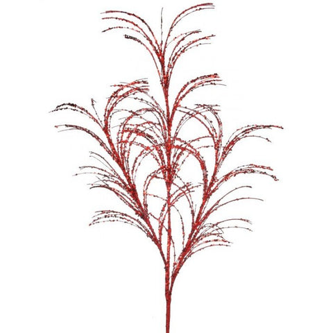 34" Glitter Pampas Grass Spray - Red