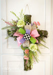 Moss Cross Floral Door Hanger