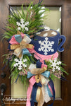 Hot Chocolate Mug Wreath - Pink & NAVY