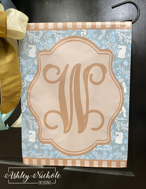 Neutral with Blues ~ Initial Easter - Vinyl Garden Flag