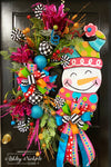Colorful Patchwork Snowman Wreath (OVERSIZED)