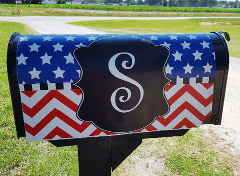 Patriotic Initial - Magnetic Vinyl Mailbox Cover