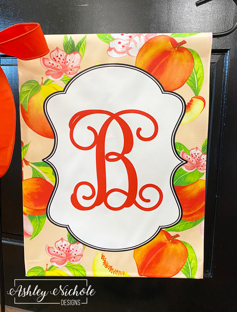 Peach Initial - Vinyl Garden Flag