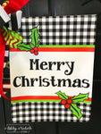 Plaid and Holly Berry-Merry Christmas Garden Vinyl Flag
