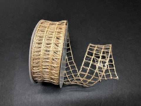 Natural Open Weave Burlap Wired Ribbon - 2.5" x 50yds