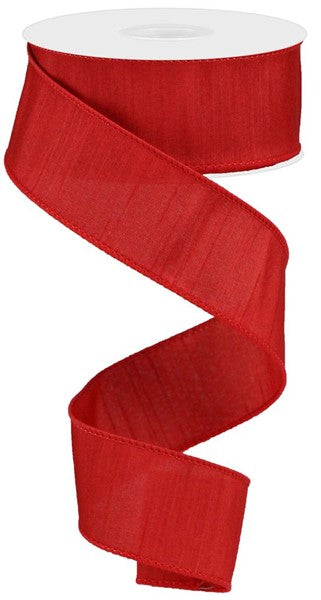 Red Dupioni Wired Ribbon - 1.5"x25Yds