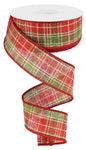 Cranberry/Green/Red/Ivory Plaid WIRED EDGE - 1.5" - 10 YD