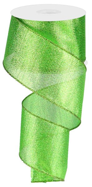 Lime Green Metallic Wired Ribbon - 2.5” x 10yds