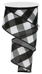 Black/White Bold Check Wired Edge - 2.5" - 10 YDS