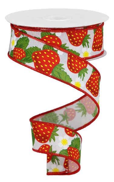 Strawberry Wired Ribbon - 1.5" x1 00Ft