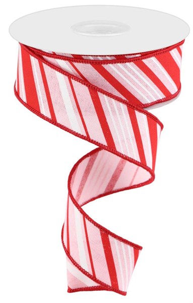 Peppermint Stripes Wired Ribbon - 1.5"x 10yds