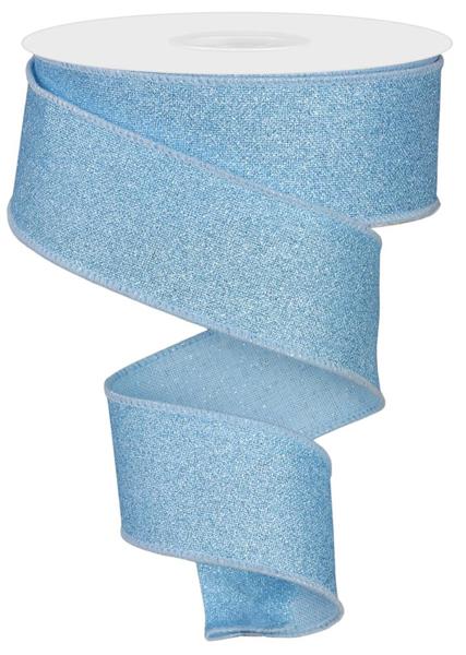 Baby Blue Glitter Wired Ribbon - 1.5" x 10yds