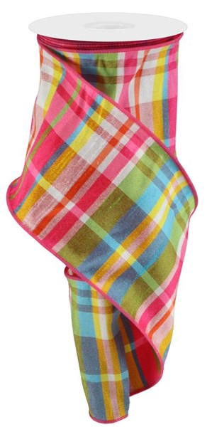 Colorful Summer Plaid Wired Ribbon - 4" x 10yds