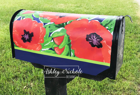 Red Poppy - Magnetic Vinyl Mailbox Cover