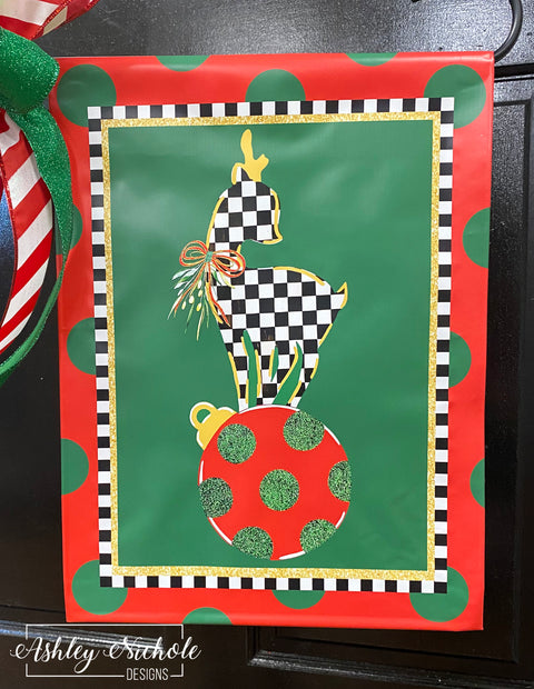 Reindeer & Ornament Christmas - Vinyl Garden Flag