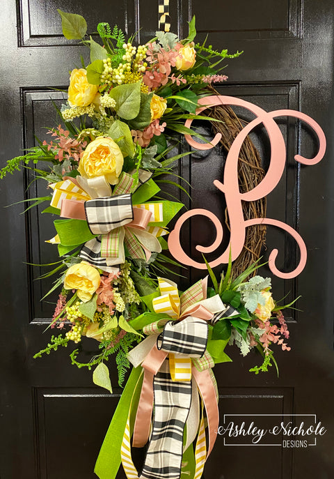 Roses in Springtime Initial Wreath