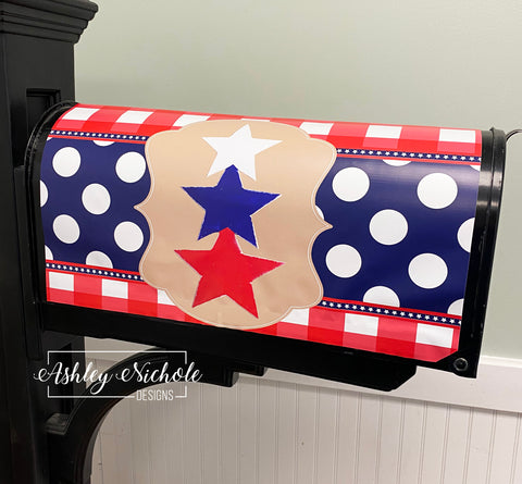 Rustic Star Stack Patriotic - Magnetic Vinyl Mailbox Cover