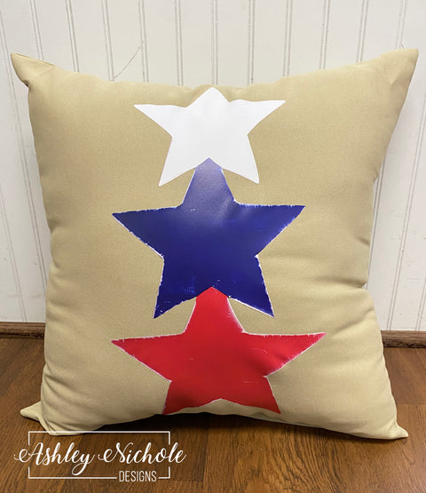 Custom-Rustic Star Stack Patriotic Pillow