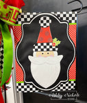 Santa - Checkered with Red Glitter Dots Vinyl Garden Flag