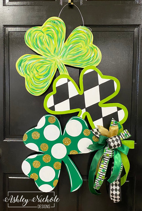 St. Patrick's Day Stacked Shamrock Door Hanger
