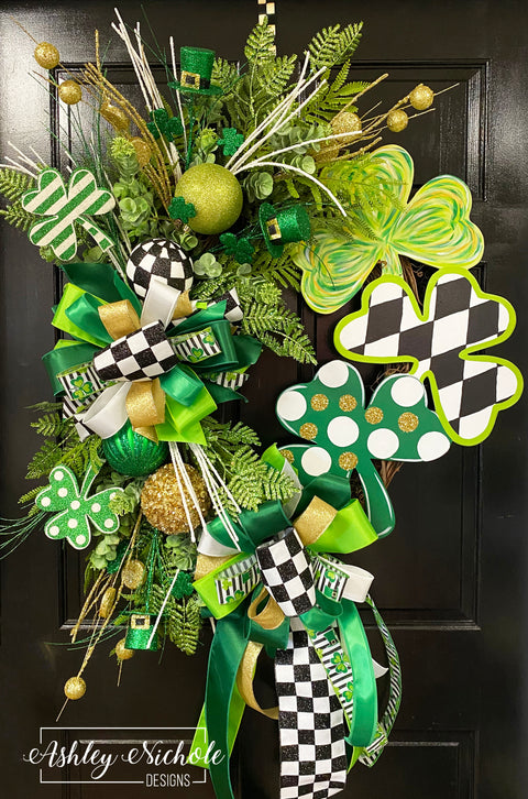 St. Patrick's Stacked Shamrocks Wreath
