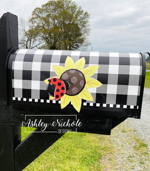 Sunflower & Ladybug - Magnetic Vinyl Mailbox Cover