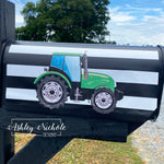 Tractor (Green) Striped Vinyl Mailbox Cover