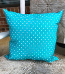 Outdoor Pillow - Turquoise with White Mini Dots