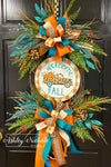 Welcome Fall Leopard Truck Plaque Wreath