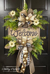 Welcome Wreath - Farmhouse Neutral Style