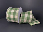 Sage Buffalo Plaid Wired Ribbon - 2.5”x10Yds