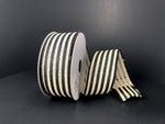 Black and Natural Cabana Stripes Wired Ribbon - 1.5"x10Yds