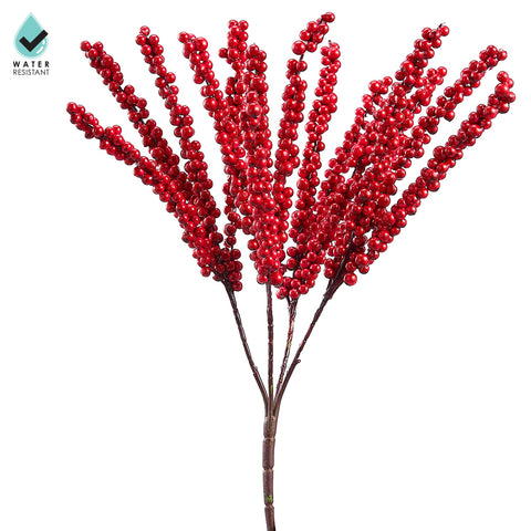 18" Water-Resistant Berry Bush Red Spray