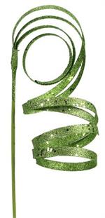 23" Curly Glitter Ribbon Pick - Lime Green