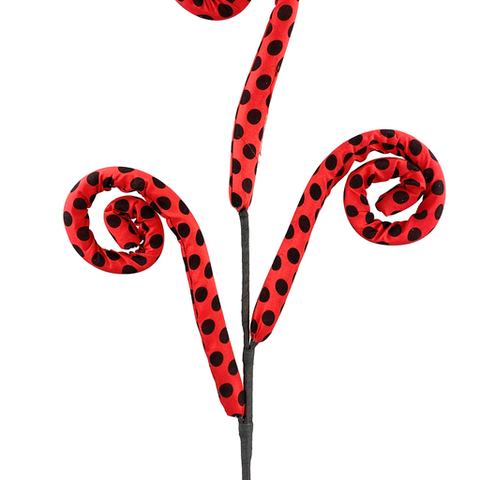 Fabric Polka Dot Curly Spray x 3 - 2 color choices (Red or Yellow)