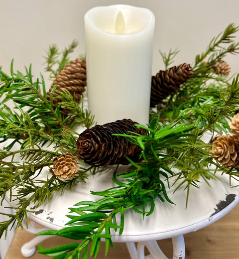 Pine with Pinecones Candle Ring 12"D (Fits a 4" Candle)