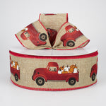 FALL RED TRUCK WITH PUMPKINS WIRED EDGE - 2.5" - 50 YD