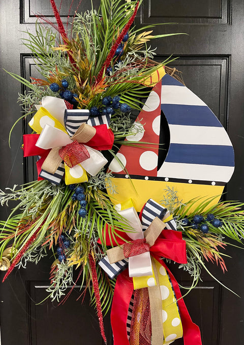 Sailboat & Grasses Wreath