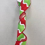 Red and Green Christmas Wave WIRED EDGE - 2.5" - 10 YD
