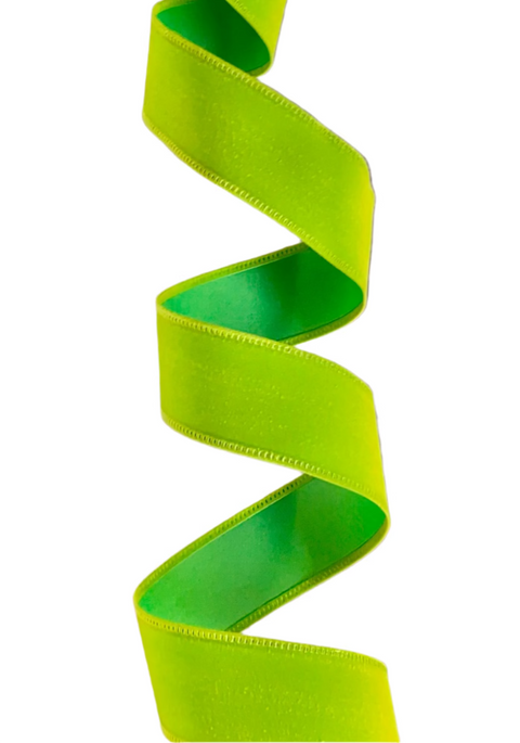 Lime Velvet Wired Ribbon - 1.5” x 50yds