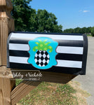 Pineapple-Harlequin-Diamond-Turquoise Plaque Magnetic Mailbox Cover