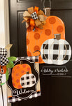 Pumpkins Orange and Buffalo Check Door Hanger